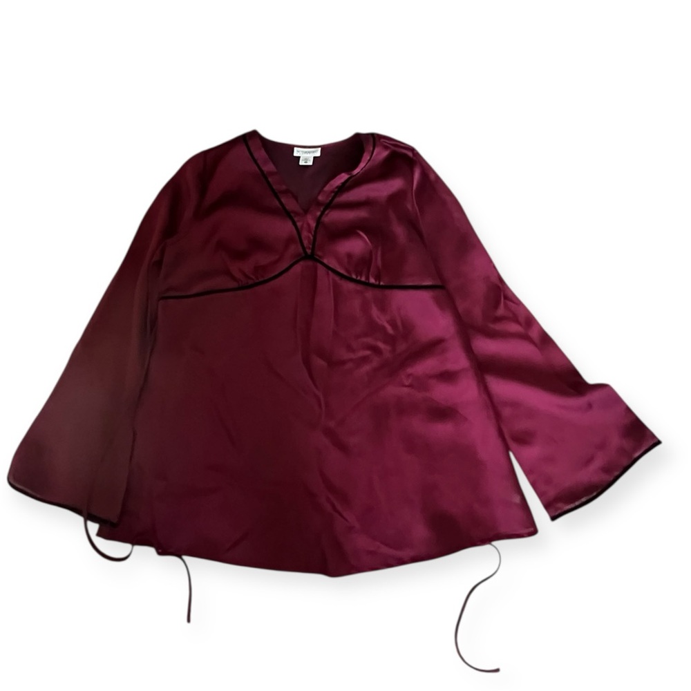 ▪️MOTHERHOOD MATERNITY: Women’s L, maroon w/black trim, long sleeve blouse▪️
